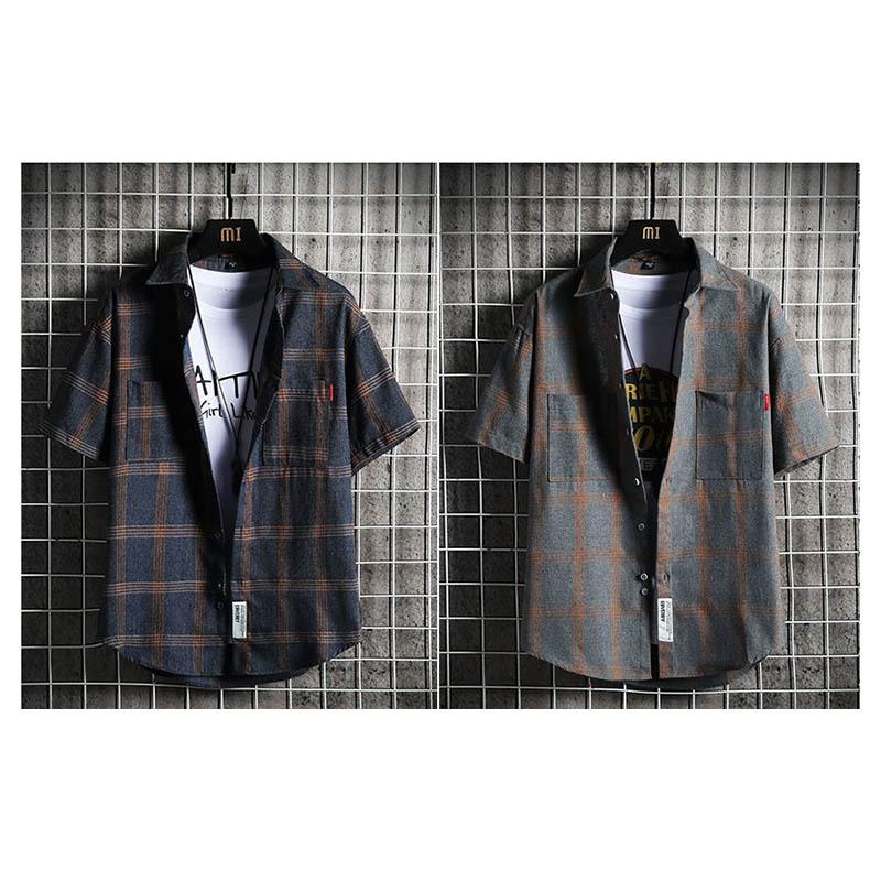 Men's Short-sleeved Shirts Summer Business Formal Wear Korean Casual Short-sleeved Square-neck Stitching Shirts Men's Half-sleeved T-shirts