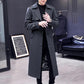 Spring Long Over Knee Windbreaker Men Slim Jacket V-neck Casual Coat Trend Parka for Youth