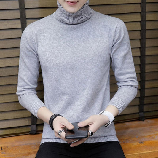 Autumn and Winter Men's Slim Turtleneck Sweater Thickening Trend Youth Sweater