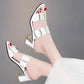 Women's Spring Sandals Large Size Middle Heel Slippers Female Summer Solid Color Non-slip Thick Heel High Heels
