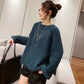 Fashion Loose Crewneck Sweater Bright Silk Knitted Knit Sweater Women's Lazy Wind Long Sleeve Thickened Sweater