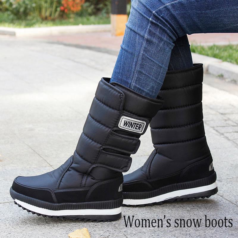 Men Women Boots Platform Snow Boots for Men Thick Plush Waterproof Slip-resistant Shoes Size 36-47