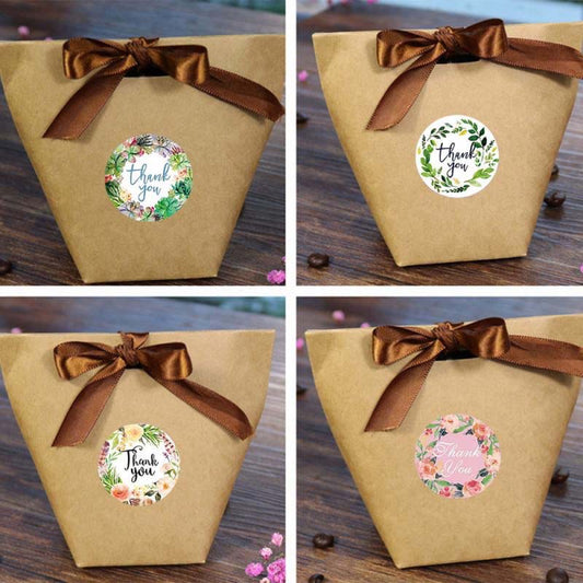 500pcs 4 Styles Thank You Sticker for Seal Labels Round Floral Multi Color Labels Sticker Handmade Offer Stationery Sticker