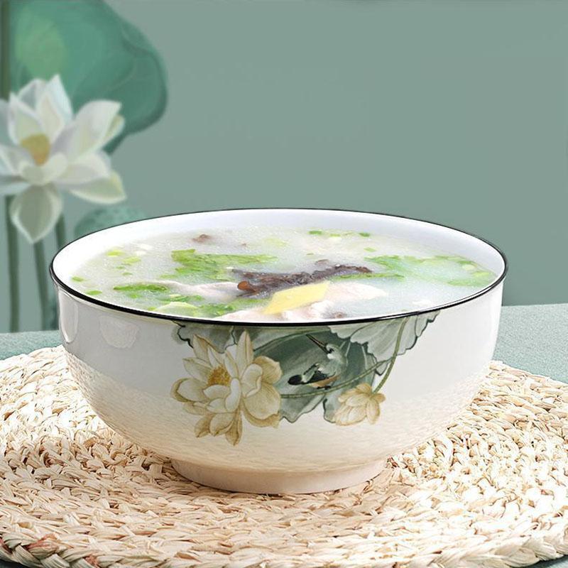 Rice Bowl Ceramic Bowl Household Rice Bowl Glazed Chinese Tableware Thickened Noodle Bowl Rice Bowl Soup Bowl Porcelain Bowl