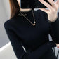 Autumn and Winter Korean Warm Knit Sweater Slim Long-sleeved Solid Color Blouse Round Neck Non-ball Sweater