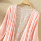 Women's Cotton and Linen Lace Sun Protection Thin Cardigan Beach Mid-length Plus Size Shawl Loose Top