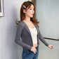 Spring and Autumn Hooded Knit Blouse Women Short Slim Long Sleeve Sweater Fashion Cardigan Jacket