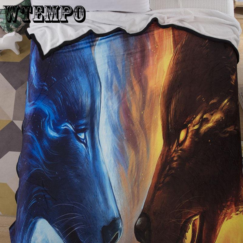 Wolf Spirit Soft Warm Plush Fleece Blanket Solid Color Flannel Blanket Throw Rug Bedding