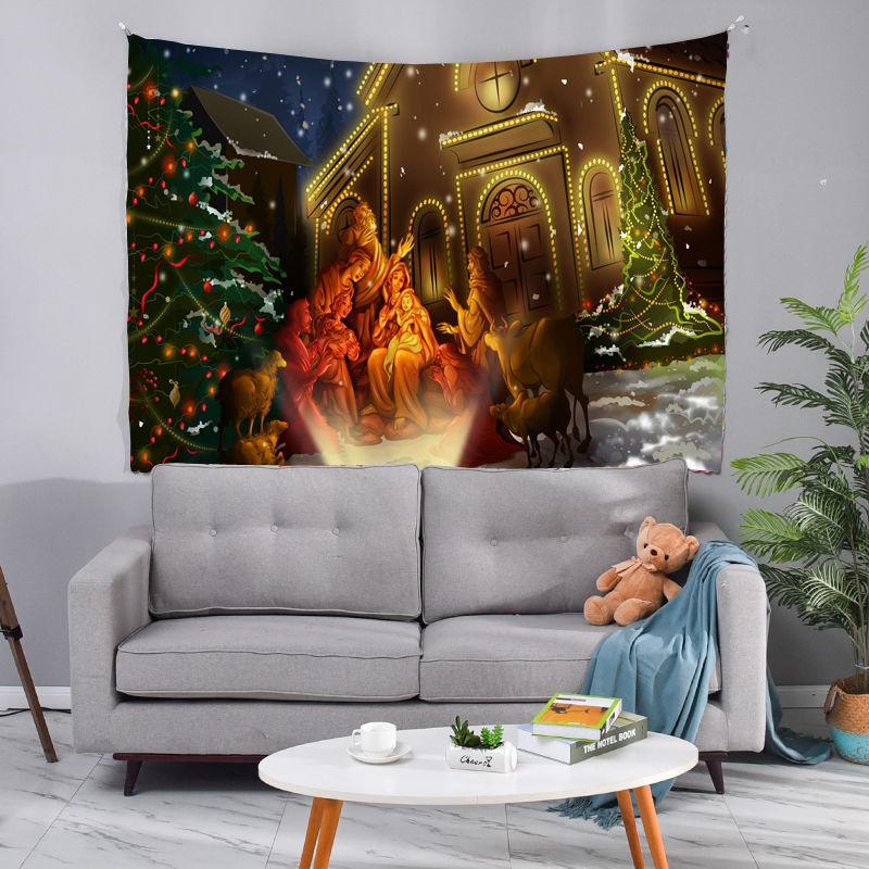 3D Christmas Tapestry Wall Hanging for Bedroom Living Room Dorm with Free String Lights