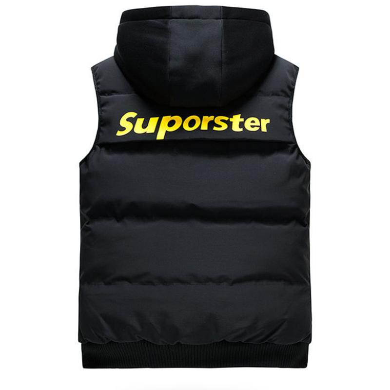 Autumn and Winter Men's Down Jacket Cotton Bottom Vest Casual Fashion Hooded Vest Cotton Jacket