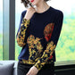 Women's High-end Cashmere Sweater Vintage Ethnic Printed Woollen Sweater  Knit Bottoming Sweater Autumn Winter Plus Size Loose Jumper