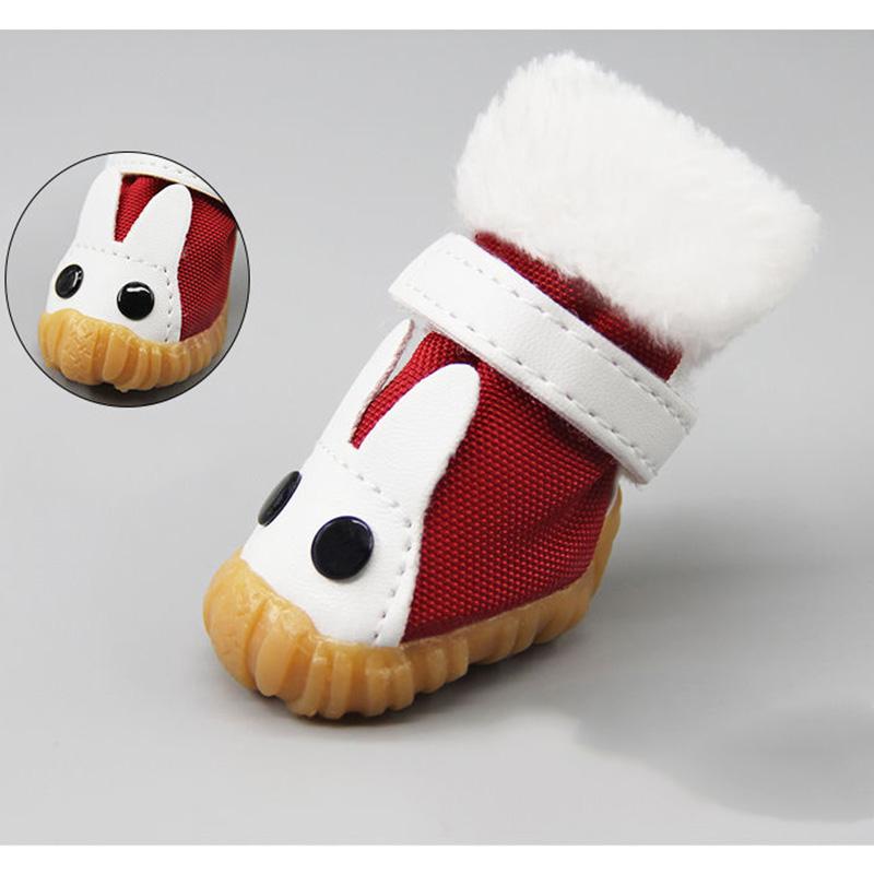 Pet Shoes 4 Pieces/Set Of Outdoor Indoor Pet Dog Winter Anti-Skid Comfy Walking Warm Cozy Fleece Waterproof Shoes Snow Boots Dog Cat Boot Socks