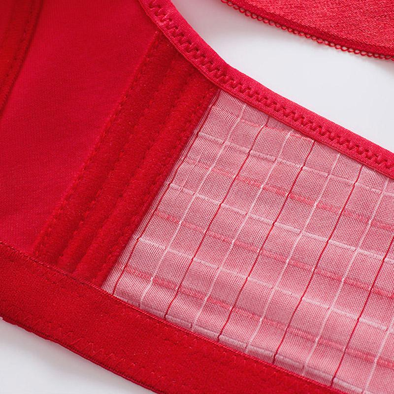 Plaid Pattern Thin Section No Steel Ring Gathering Adjustment Type Anti-sagging Female Underwear Bra