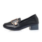 Leather Shoes Retro Square Toe Mid-heel Thick Heel Single Shoes Wild British Style Loafers Women's Mid-heel Comfortable Leather Shoes