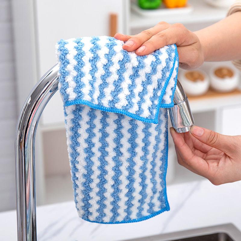 5pcs Double-layer Absorbent Microfiber Kitchen Dish Cloth Non-stick Oil Household Cleaning Cloth Wiping Towel Home Kichen Too