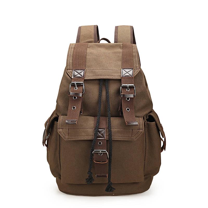 Men Large Backpack Solid Cotton Fashion Male Zipper  Rucksack Sports Travel Hiking School Bag