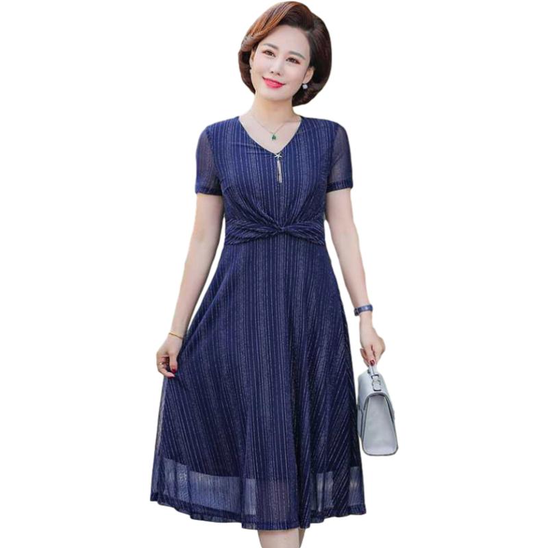 Women's Casual Print Color Three Quarter Sleeve O-Neck Long Unregular Silk Dress