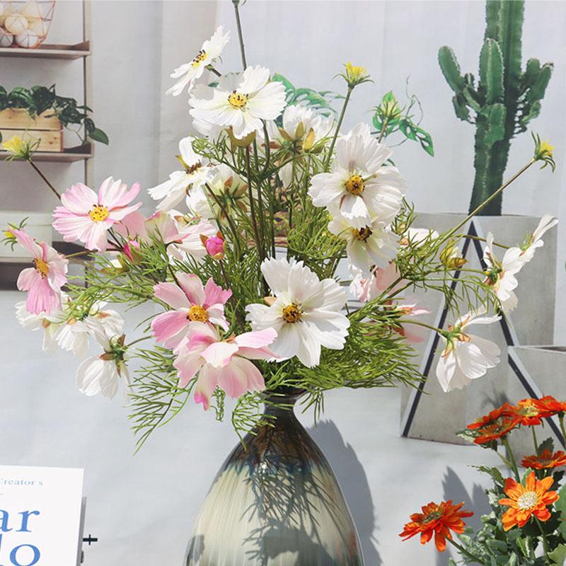 High-end Artificial Flowers Fake Flowers Cosmos Small Daisies Desktop Living Room Plastic Bouquet Decoration Table Home Decoration