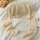 Blouse Women's Knitted Blouse Small Irregular Short Section Knotted Thin Section Summer V-neck Long-sleeved Women’s Tops