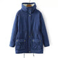 Women Parkas Hooded Warm Winter Jackets Woolen Thick Drawstring Slim Cotton Parkas Coat