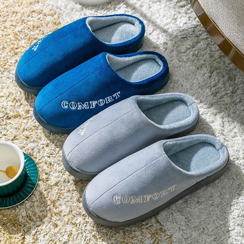 Pink Winter Slippers Women Thick Warm Cotton Shoes Home Mens Plus Size Winter Slipper