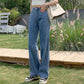 Women's High Waist Wide Leg Jeans Spring Loose and Thin Straight Mop Pants Ladies Denim Trousers