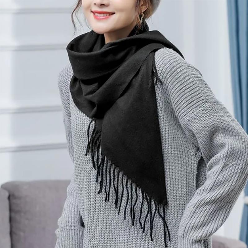 Autumn and Winter Korean Solid Color Triangle Scarf Air Conditioning Shawl Scarf Bib All-match Shawl Dual-use