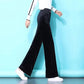 WTEMPO High Waist Soild Color Trousers Women's Wide-leg Pants Super Long Elastic Waist Straight Loose Casual