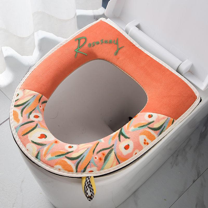 Universal Toilet Seat Cover Round Toilet Seat Cushion Winter Thickening Warm Washable Zipper Toilet Seat Cover