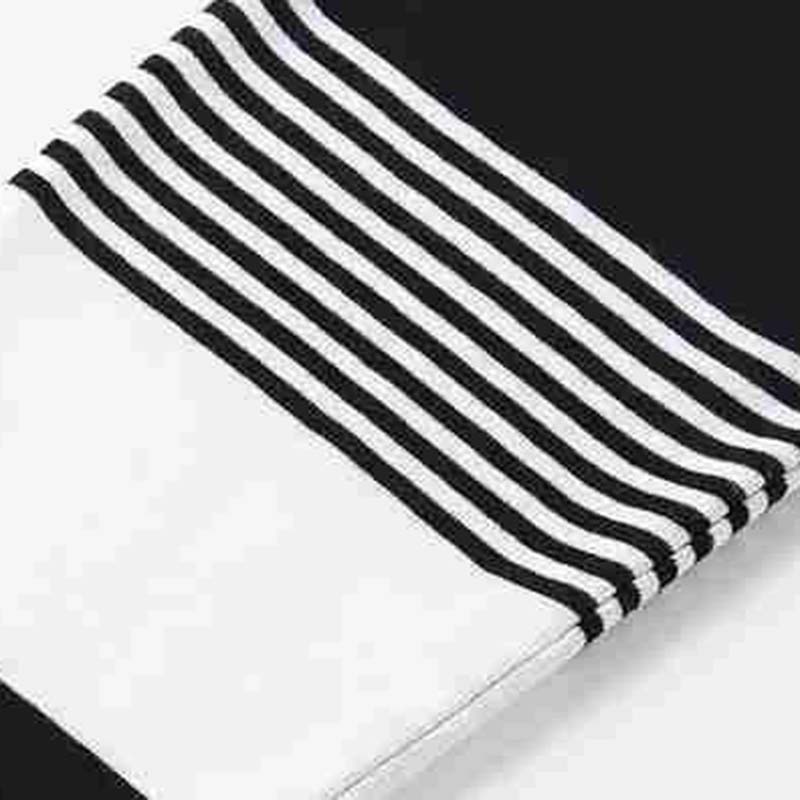 Mom Spring and Autumn Long Sleeve T-Shirt Loose Striped Top Short Casual Bottoming Shirt