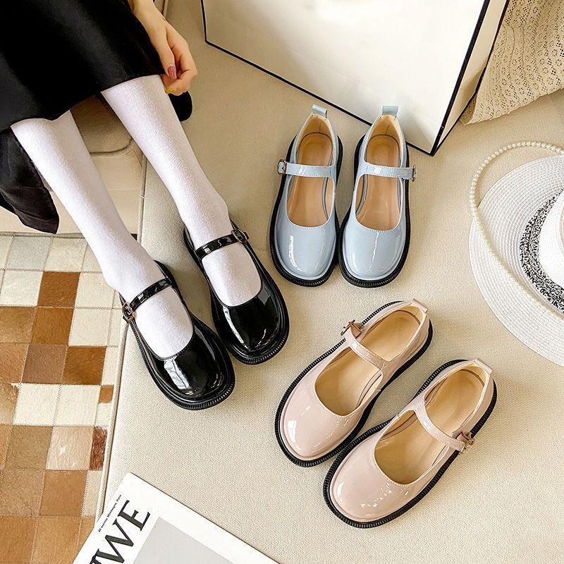 Mary Jane Single Shoes Female Spring Students All-match Flat Retro British Style Small Leather Shoes