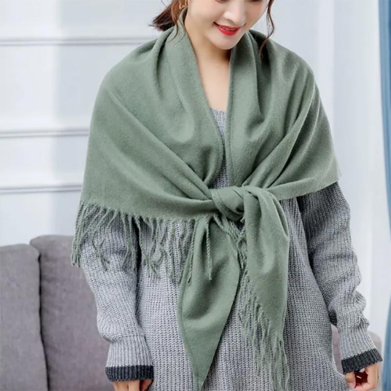 Autumn and Winter Korean Solid Color Triangle Scarf Air Conditioning Shawl Scarf Bib All-match Shawl Dual-use