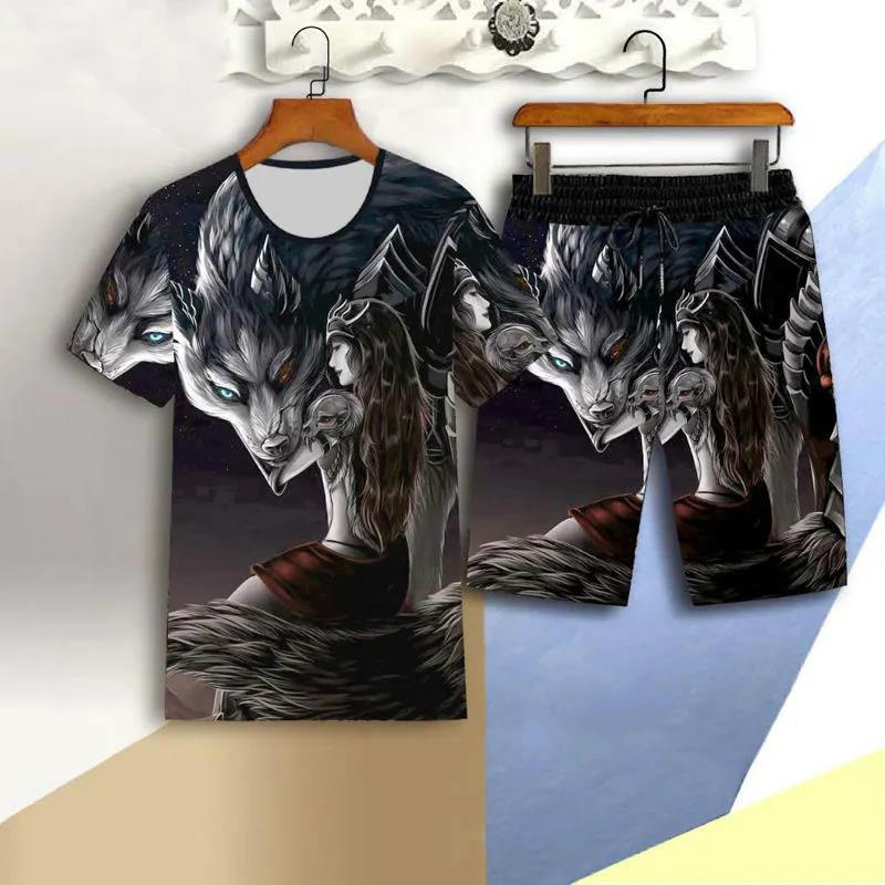 Men's Summer Chinese Style Men's Short Sleeve Short Sleeve Set Men's 3D Printed Short Sleeve Set
