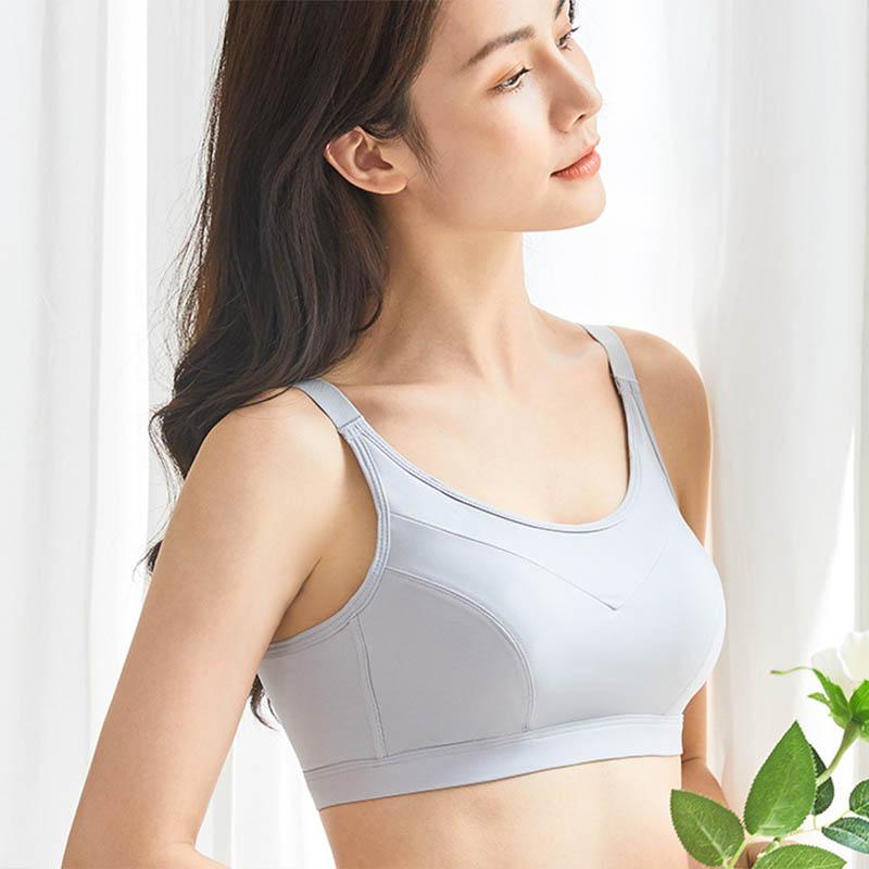 Ladies No Steel Ring Gathered Shock-proof Sag-proof Thin Cup Yoga Fitness Vest Simple Fashion Glossy Breathable Comfortable Sports Bra