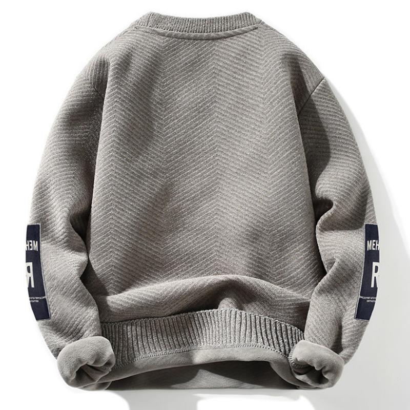 Men's Sweater Plus Velvet Thickening Autumn and Winter Loose Trend Sweater All-match Round Neck Sweater