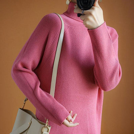 Autumn and Winter Long Thick Sweater Dress Loose Knit Dress Fashion Casual Women Sweater Dress
