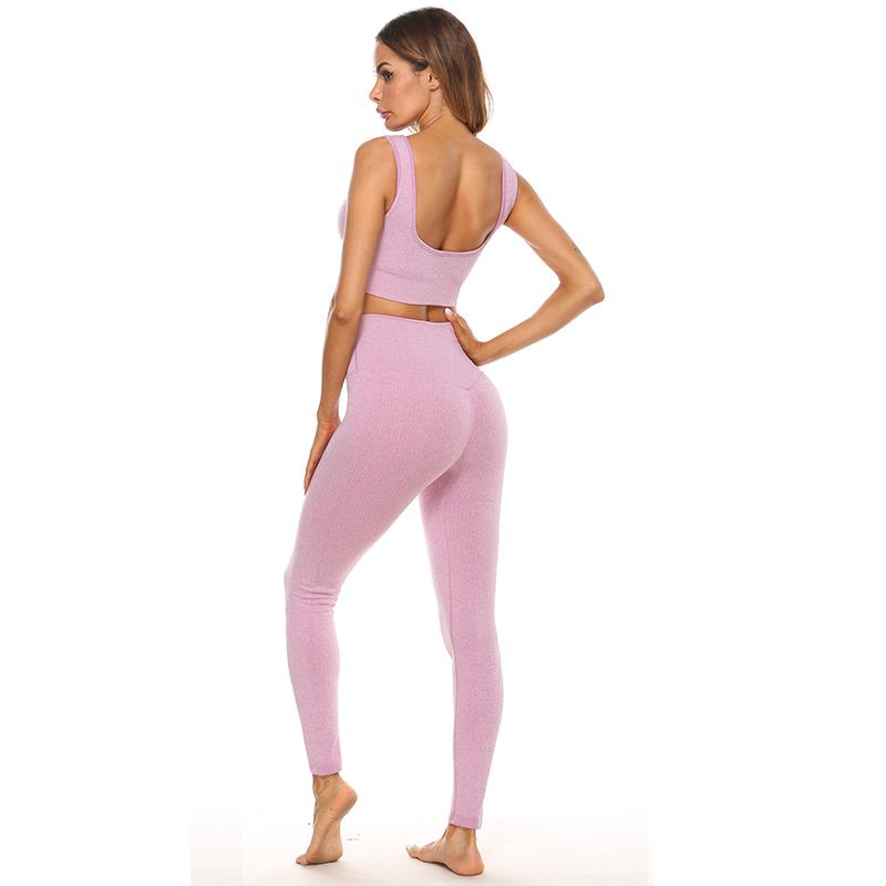 Women's Yoga Clothing Set Seamless Thread U-Shaped Beautiful Back Sports Bra Tight Hip Lift Yoga Pants Set Gym Training Set Sports Suit