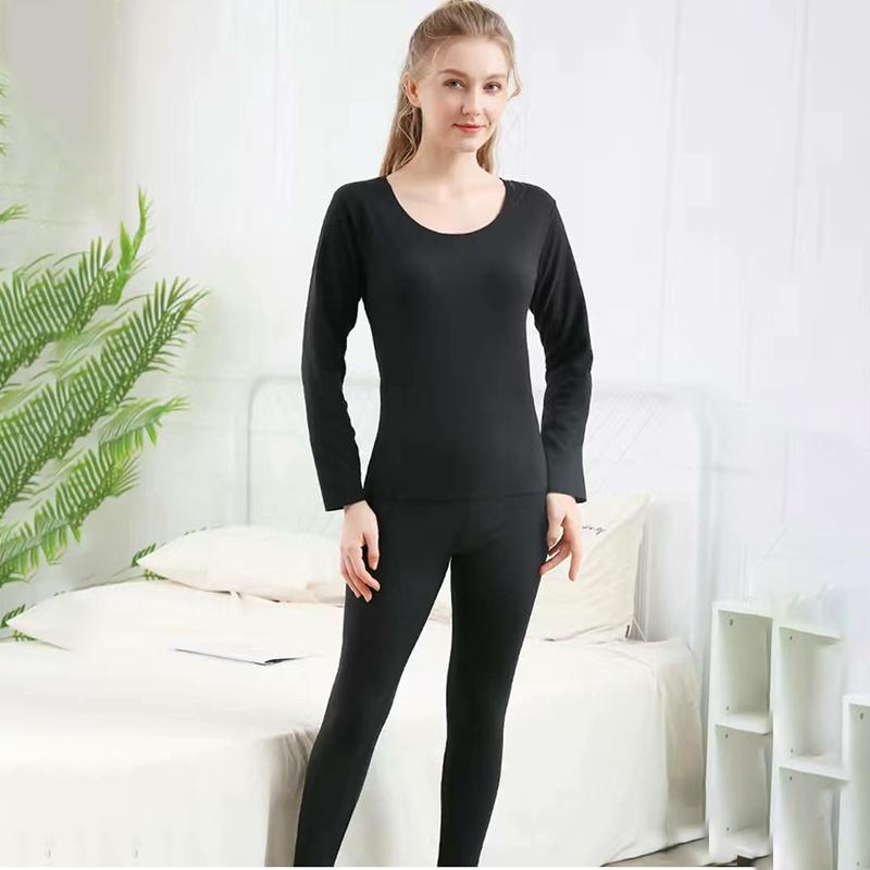 Women Winter Thermal Underwear O-neck Lingerie Female Autumn Tight Suit Thicken Windproof Lowneck Soft Lining Long Sleeve High Elasticity Slim