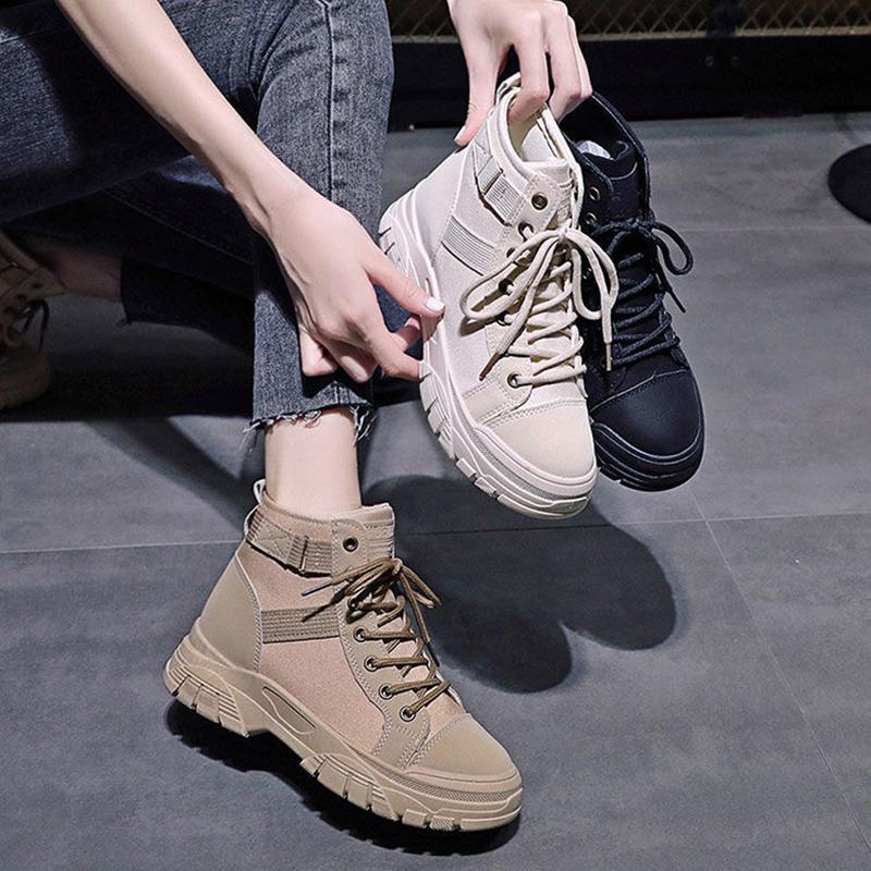 Women's Casual Martin Boots Women's Autumn British Style Short Boots Trendy Women's High-top Canvas Shoes