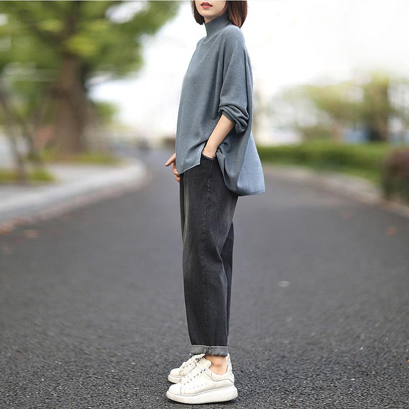 Sweater Women Oversize for Women Warm Winter and Autumn Long Sleeve O-neck Solid Color Stylish