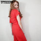 Women Solid Color Jumpsuit Summer Short Sleeve Casual One Piece Romper Lady Slim Long Overalls