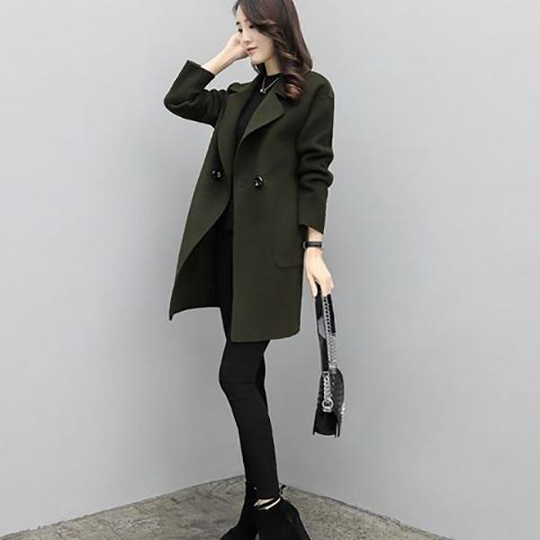 Autumn and Winter Women's Mid-length Woolen Coat Fashionable Large Size Woolen Coat Loose Small Woolen Coat