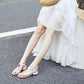 Sandals Female Summer Low-heeled Red Love Fairy Style All-match Flat-bottomed Beach Shoes Love Sandals