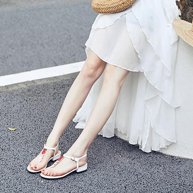 Sandals Female Summer Low-heeled Red Love Fairy Style All-match Flat-bottomed Beach Shoes Love Sandals