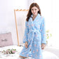 Printed Flannel Pajamas Coral Fleece Nightdress Robes Indoor Homewear Mid Length Bathrobes