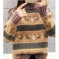 Turtleneck Sweater Female Students Korean Loose  Knit Sweater Bottoming Pullover Sweater Outwear  Deer Print Christmas Sweater Autumn  Winter