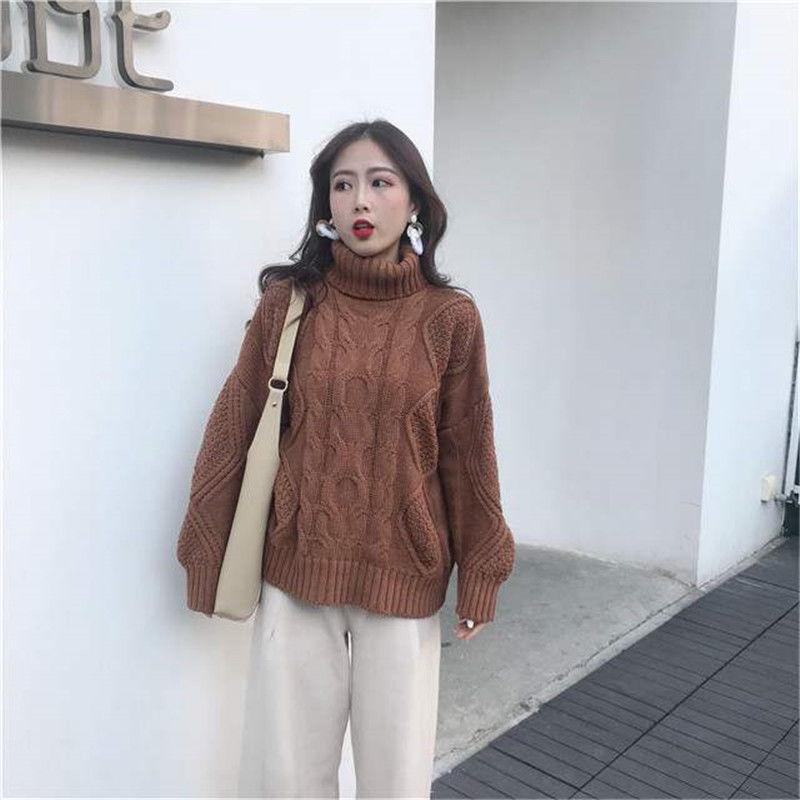 Loose Twist Pullover Sweater Women Lazy Knit Sweater Long Sleeve Sweater