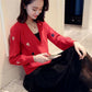 Spring and Autumn Fashion Simple Coat V-neck Loose Cardigan Top Love Pattern Female Sweater