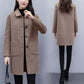 Fashion Lapel Mid-length Winter Women's Woolen Coat Korean Casual Coat Solid Color Button Coat