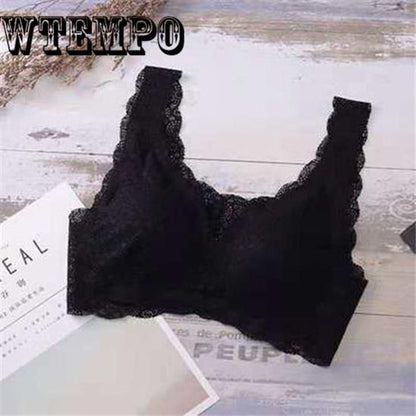 Sexy Lace Steel Ring Gathered Bra Sleep Sports Vest Small Chest Underwear Female Bra Breathable